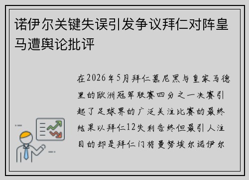 诺伊尔关键失误引发争议拜仁对阵皇马遭舆论批评 诺伊尔关键失误引发争议拜仁对阵皇马遭舆论批评